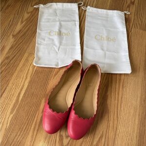 Chloé Red Scalloped Ballet Flats